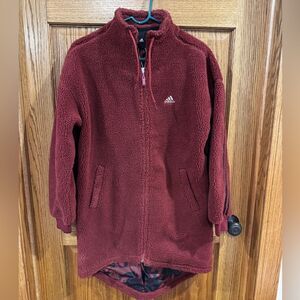 NWT Adidas Big Jacket. Multi-Sport Oversized Teddy Jacket. Burgundy & Black